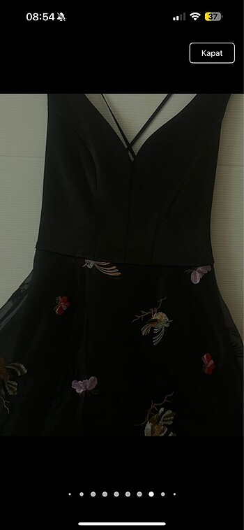 Siyah abiye balo düğün yeni elbise işlemeli - Görsel 7
