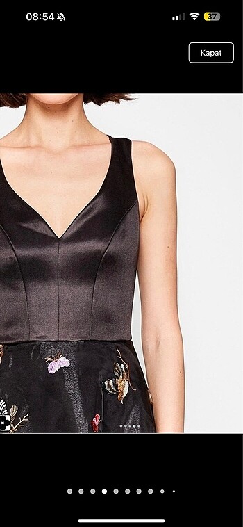 Siyah abiye balo düğün yeni elbise işlemeli - Görsel 4