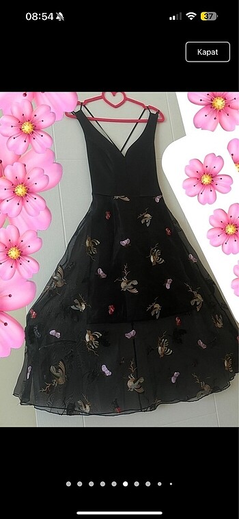 Siyah abiye balo düğün yeni elbise işlemeli - Görsel 6