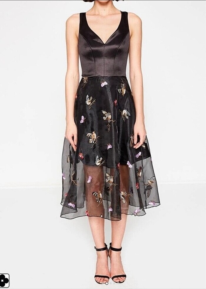 Siyah abiye balo düğün yeni elbise işlemeli - Görsel 2