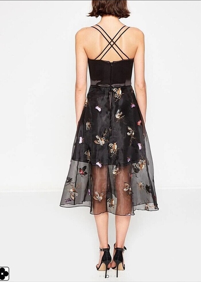 Siyah abiye balo düğün yeni elbise işlemeli - Görsel 3