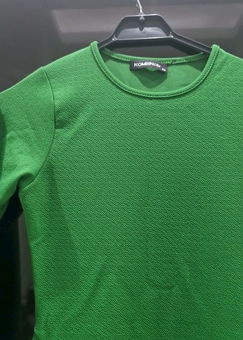 Yeşil Uzun Kollu Piliseli Triko Elbise - Görsel 2