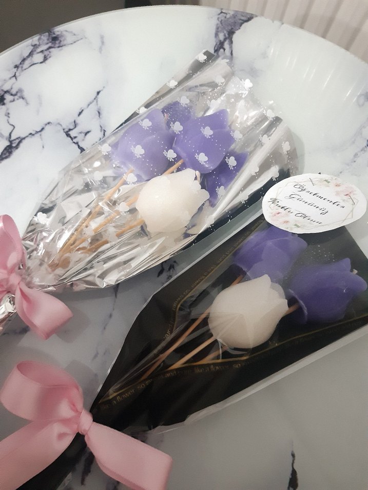 Pastel Mor ve Beyaz Sabun Gül Buketi - Görsel 2