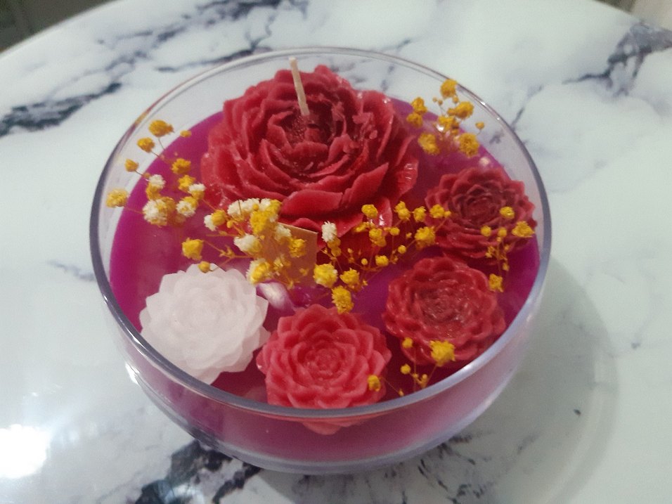 Renkli Pembe Gül Şeklinde Dekoratif Mum - Görsel 2