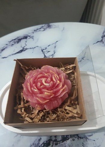 Pembe Gül Şeklinde Mum - Görsel 2