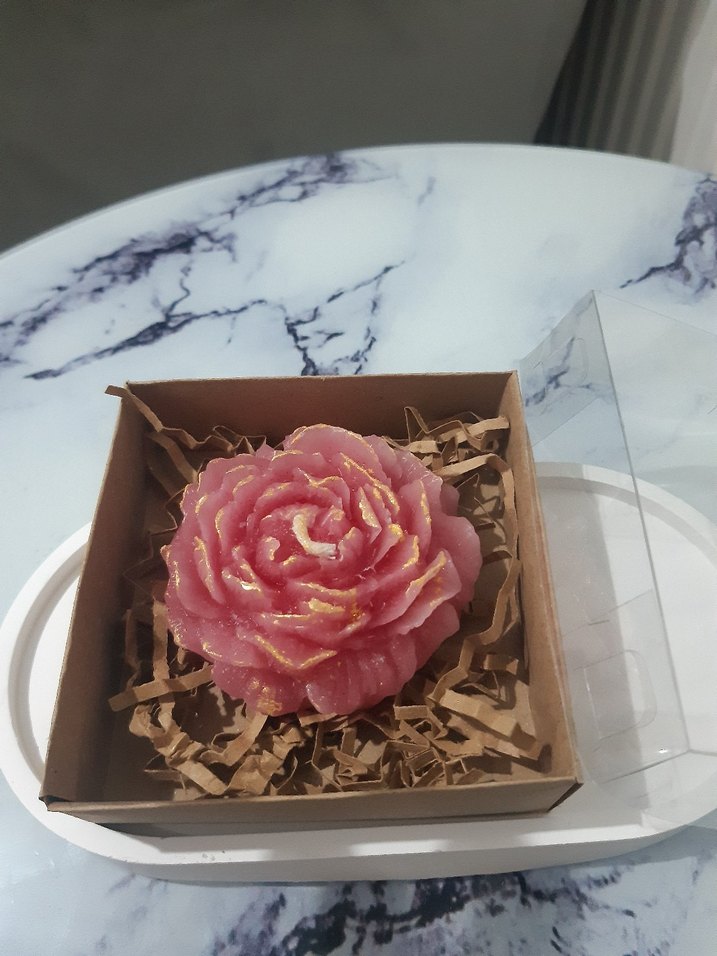 Pembe Gül Şeklinde Mum - Görsel 2