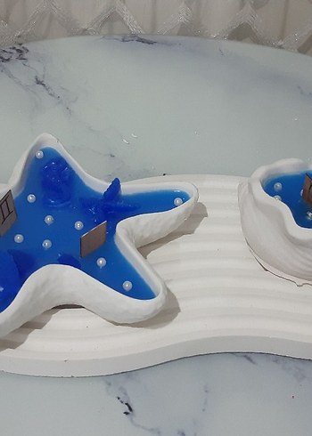 Beyaz Deniz Temalı Mumluk - Görsel 3