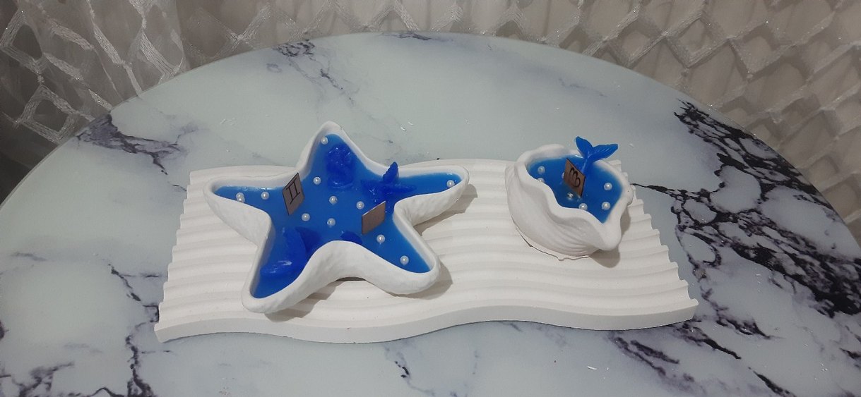 Beyaz Deniz Temalı Mumluk - Görsel 3