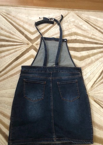 Kadın Lacivert Denim Midi Salopet - Görsel 2