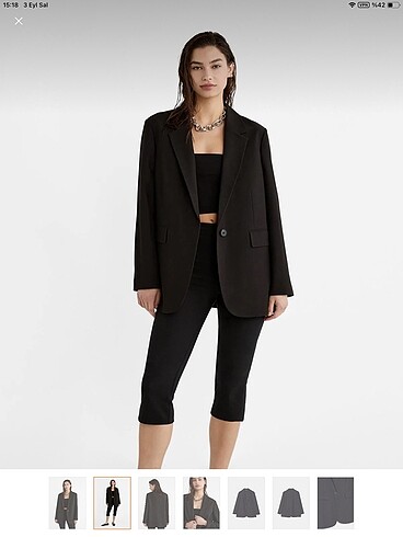 Stradivarius Stradivarius Regular fit blazer siyah