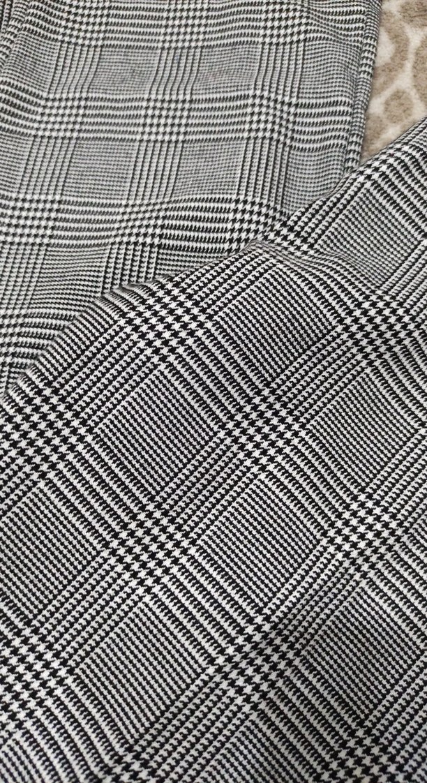 Düğmeli Gri Ekose Kumaş Kadın Pantolon - Görsel 3