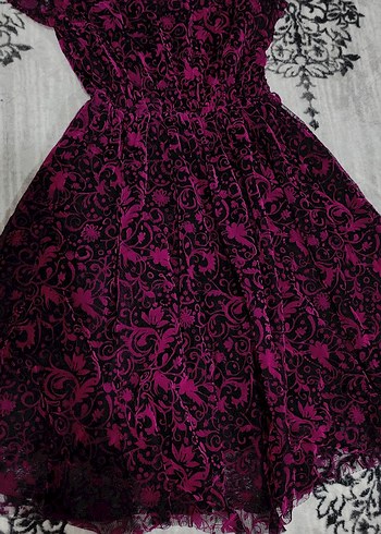 Mor Desenli Dantelli kadife desenli - Görsel 2