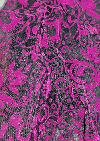 Mor Desenli Dantelli kadife desenli - Görsel 3