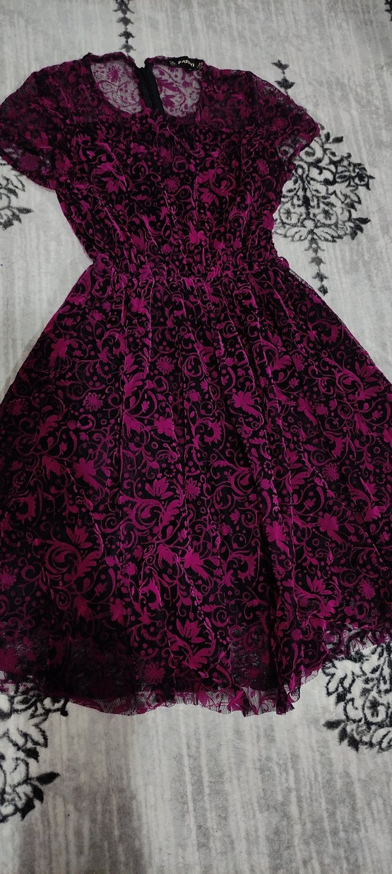 Mor Desenli Dantelli kadife desenli - Görsel 2