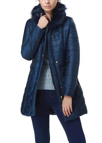 Dewberry marka Kadın Lacivert Kürklü Mont Kaban - Görsel 2