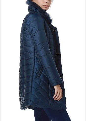Dewberry marka Kadın Lacivert Kürklü Mont Kaban - Görsel 3