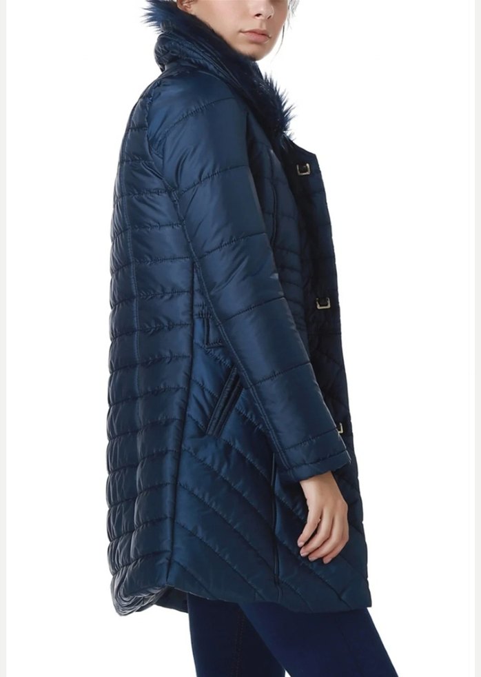 Dewberry marka Kadın Lacivert Kürklü Mont Kaban - Görsel 3