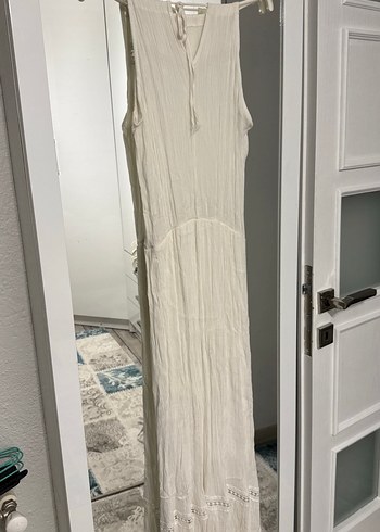 Bej şile bezi Bohem Uzun Elbise - Görsel 3