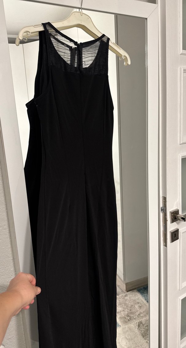 Siyah Uzun yuvarlak Yakalı Kadın Elbise - Görsel 2