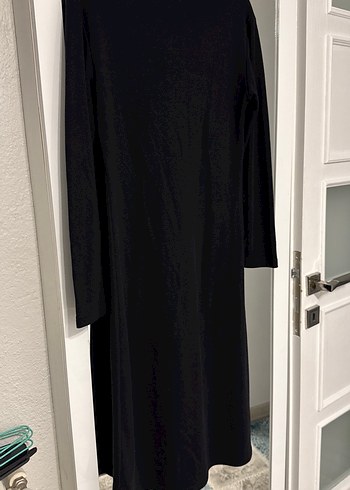 Siyah Uzun Kollu Drapeli Kadın Elbise - Görsel 3