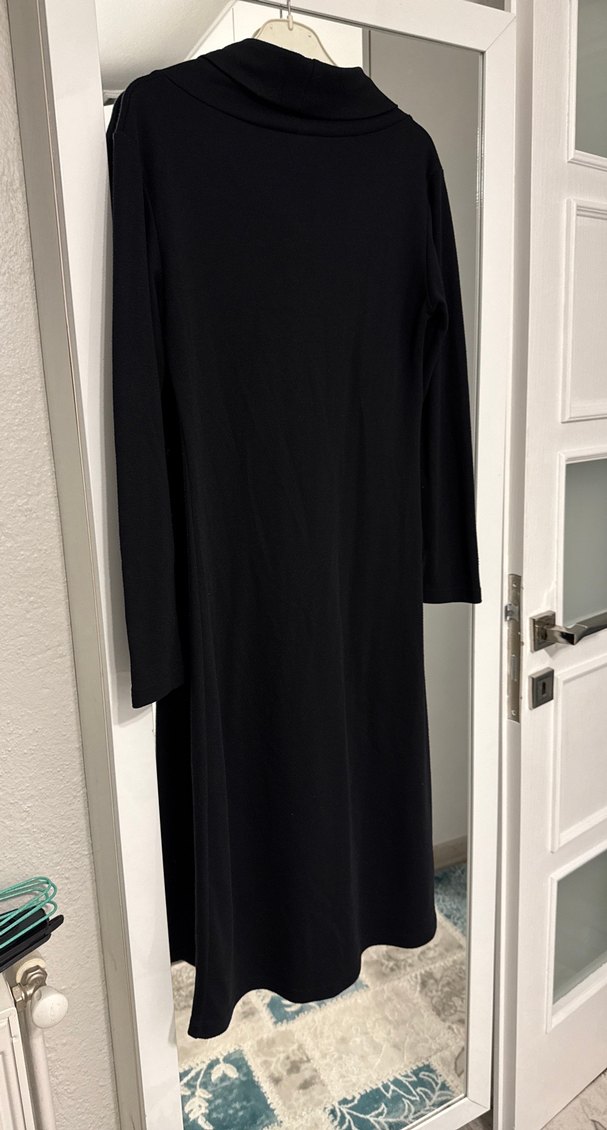 Siyah Uzun Kollu Drapeli Kadın Elbise - Görsel 3