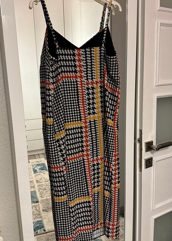 Kadın Çok Renkli Uzun Piliseli Kareli Elbise - Görsel 2