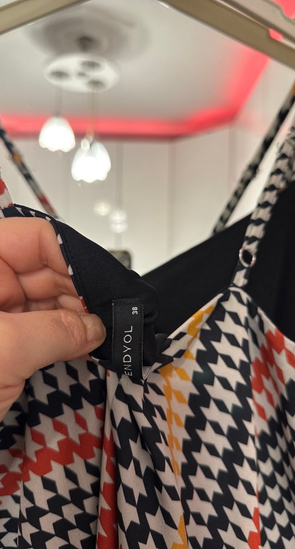 Kadın Çok Renkli Uzun Piliseli Kareli Elbise - Görsel 4