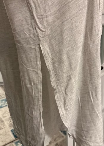 Gri Keten Uzun Kollarsız Günlük Elbise - Görsel 2