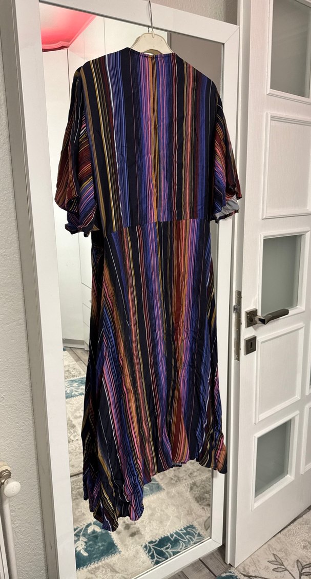 Çok Renkli Bohem Uzun Elbise - Görsel 3