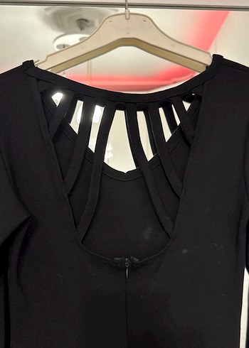 Siyah V Yaka Uzun Kollu Gotik Elbise - Görsel 3