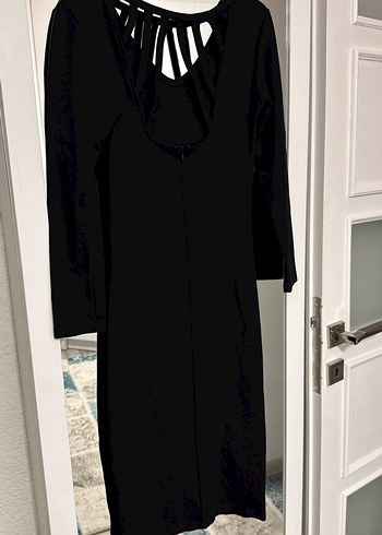 Siyah V Yaka Uzun Kollu Gotik Elbise - Görsel 2