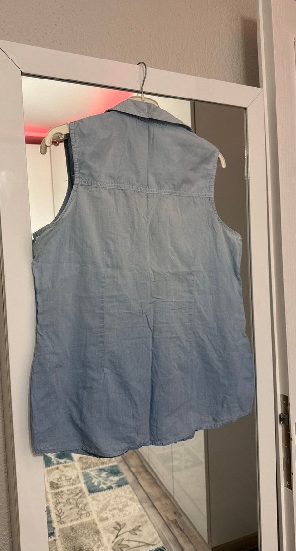 Gri Denim Kolsuz Düğmeli Gömlek - Görsel 3