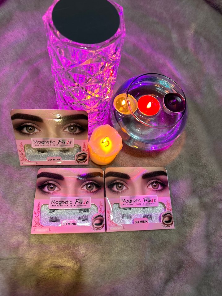 Pembe Manyetik Kirpikler 3D Kürk - Görsel 2