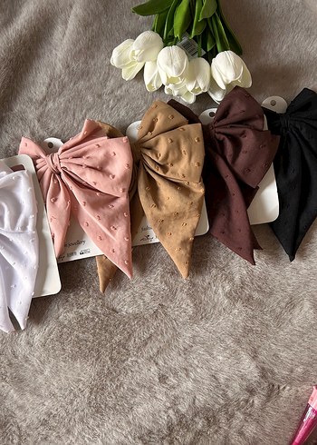 Beyaz Pamuklu Fiyonk Saç Aksesuarı - Görsel 6