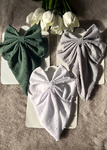 Beyaz Pamuklu Fiyonk Saç Aksesuarı - Görsel 4