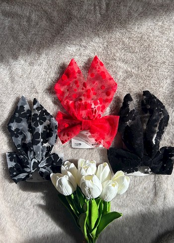 Beyaz Pamuklu Fiyonk Saç Aksesuarı - Görsel 2