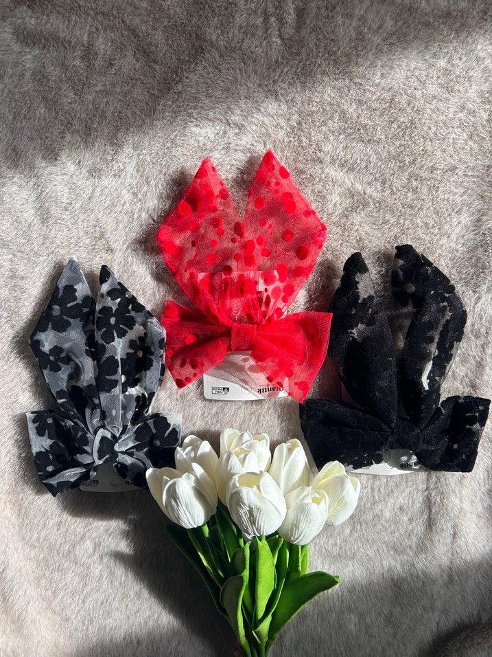 Beyaz Pamuklu Fiyonk Saç Aksesuarı - Görsel 2