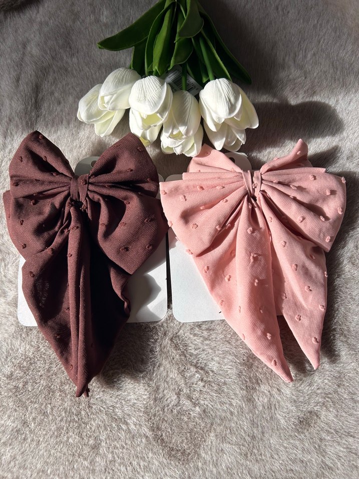 Beyaz Pamuklu Fiyonk Saç Aksesuarı - Görsel 3