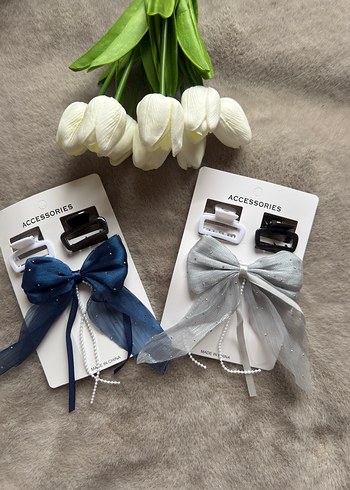 Çiçek Desenli Bohem Kurdeleli Çocuk Toka Seti - Görsel 2