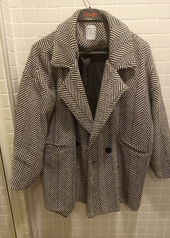 Zigzag Desenli Oversize Kaban