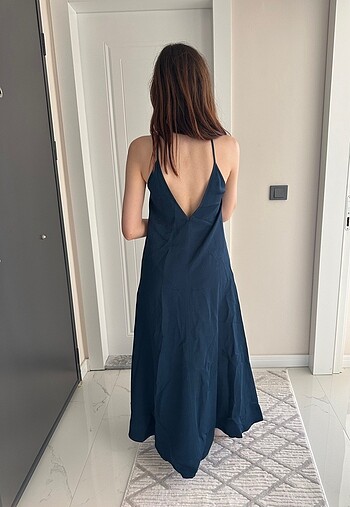 Massimo Dutti Massimo Dutti Dökümlü Uzun V Yaka Elbise