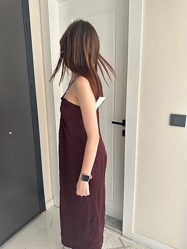 Massimo Dutti Massimo Dutti Drapeli saten midi elbise - STUDIO