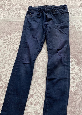 Mavi Düğmeli  Kot Pantolon - Görsel 2