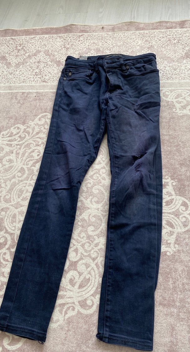 Mavi Düğmeli  Kot Pantolon - Görsel 2