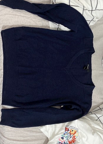 Lacivert V Yakalı Kadın Triko - Görsel 2