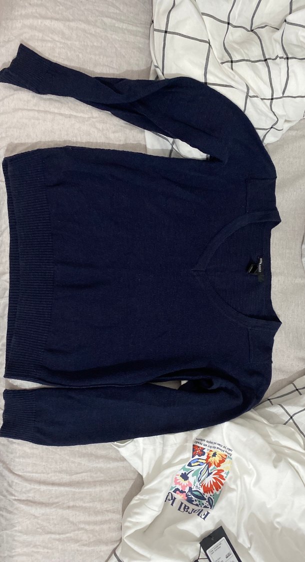 Lacivert V Yakalı Kadın Triko - Görsel 2