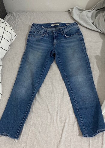 Düğmeli Mavi Kadın Denim Jean - Görsel 2