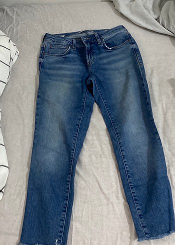 Düğmeli Mavi Kadın Denim Jean - Görsel 4