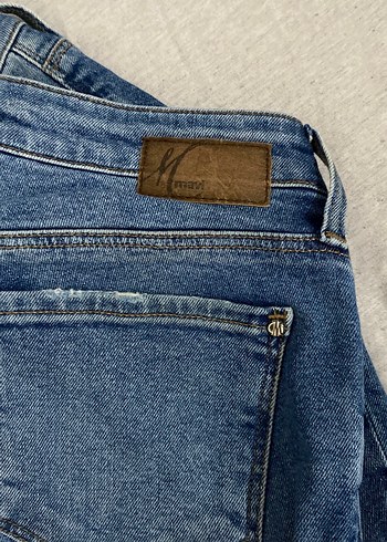 Düğmeli Mavi Kadın Denim Jean - Görsel 3