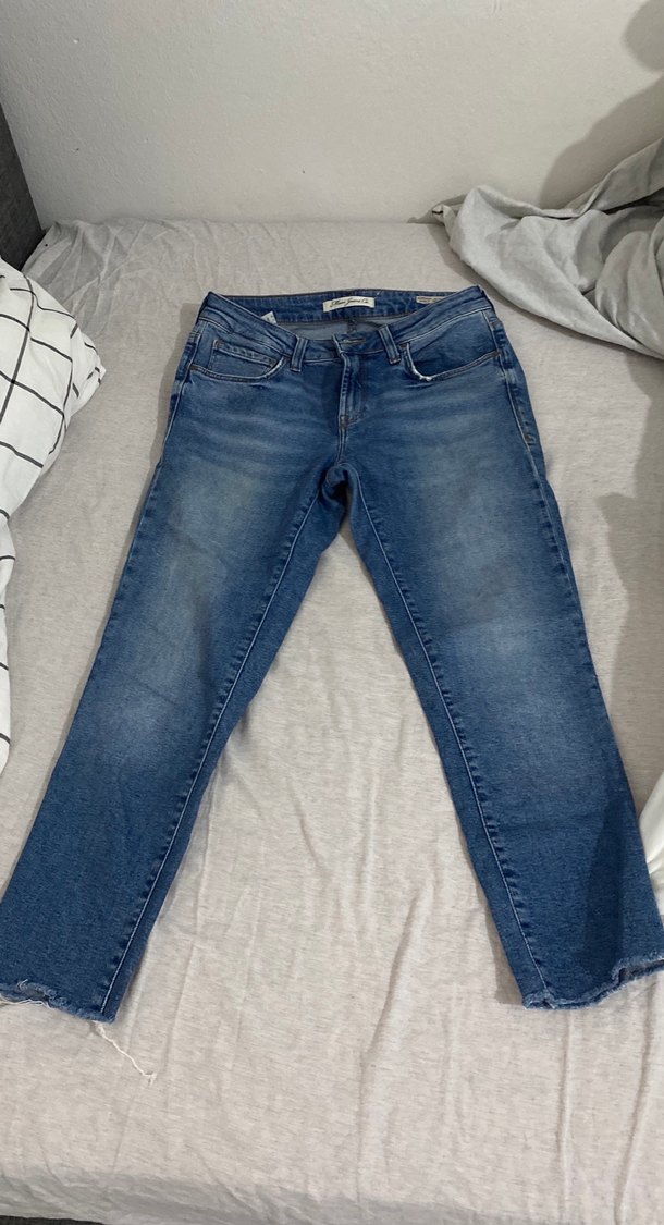 Düğmeli Mavi Kadın Denim Jean - Görsel 2